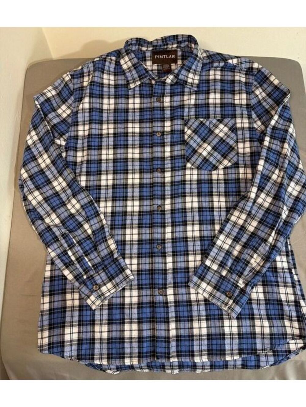 Pintlar Blue and White Plaid Flannel Shirt XL